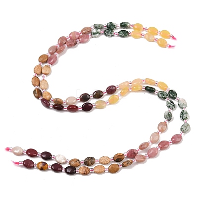 Natural Green Spot Jasper & Mookaite & Picture Jasper & Rhodonite & Lemon Jade Beads Strands G-Z135-A09-1