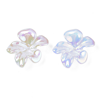 5-Petal Electroplate Acrylic Bead Caps X-PACR-T014-01-1