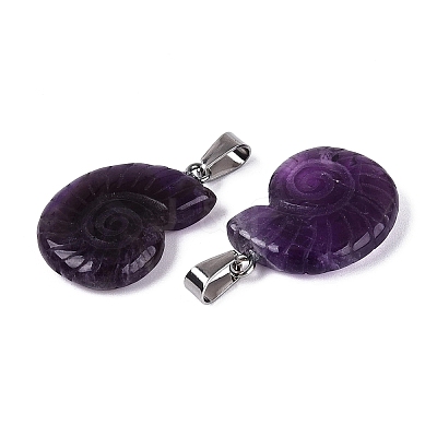 Natural Amethyst Pendants G-Q601-45E-1