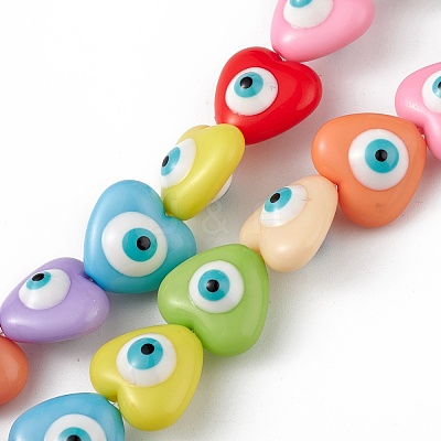 Evil Eye Resin Beads Strands RESI-F040-01-1