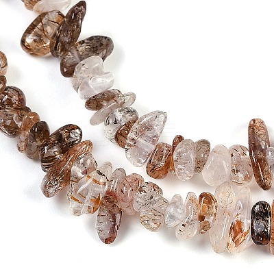Natural Black Gold Rutilated Quartz Beads Strands X-G-G905-20-1