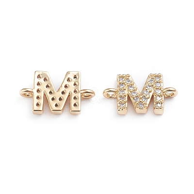 Brass Micro Pave Cubic Zirconia Letter Links X-ZIRC-I042-16G-M-1