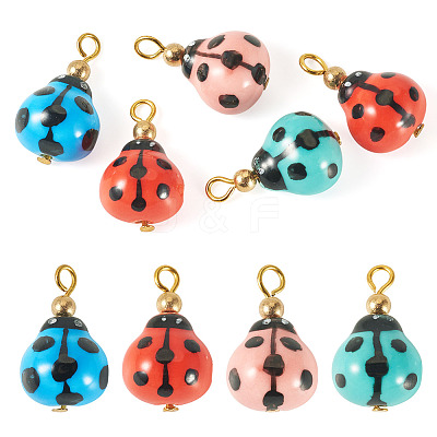 5Pcs Handmade Porcelain Pendants PALLOY-TAC0293-1