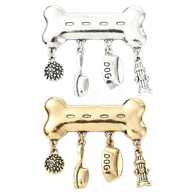 2Pcs 2 Colors Bone Zinc Alloy Lapel Pins for Backpack Clothes JEWB-CJ0003-14-1