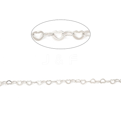 Anti-Tarnish Rhodium Plated 925 Sterling Silver Heart Link Chains STER-NH0001-28A-P-1