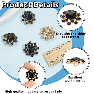 Flower Alloy & Glass Shank Buttons BUTT-WH0061-13-1