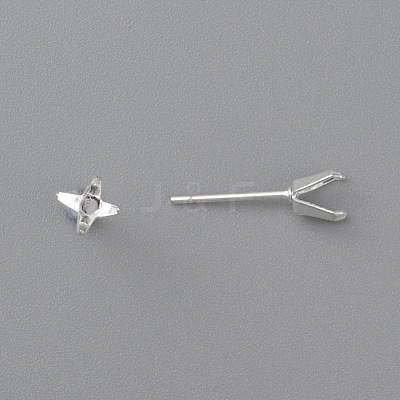 304 Stainless Steel Prong Earring Settings LS-X-STAS-O098-06S-03-1