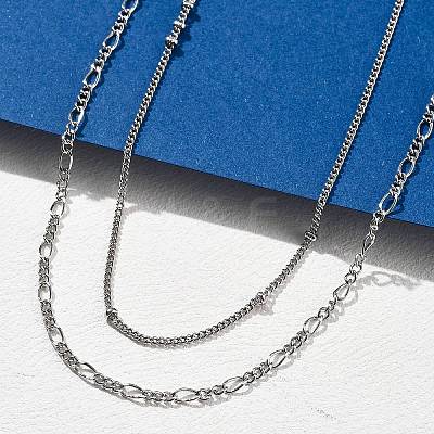Brass Double Layer Necklaces NJEW-D302-53P-1