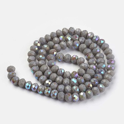 Electroplate Opaque Solid Color Glass Beads Strands X1-EGLA-A034-P8mm-L13-1