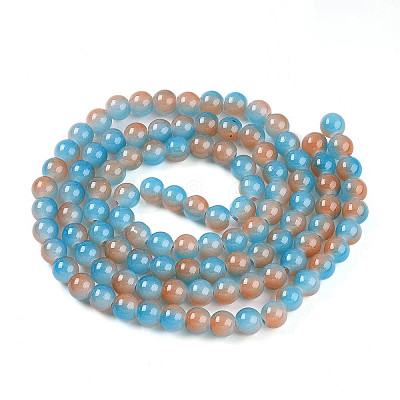 Baking Paint Imitation Jade Glass Round Bead Strands DGLA-N003-8mm-06-1
