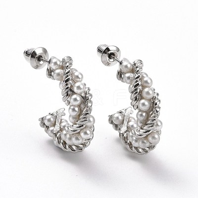 C-shape Stud Earrings EJEW-D277-15P-1