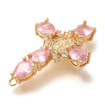 Rack Plating Brass Micro Pave Cubic Zirconia Links KK-P287-51G-1