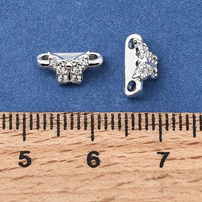 Brass Micro Pave Clear Cubic Zirconia 2-Loop Butterfly Spacer Bars KK-C258-14S-1