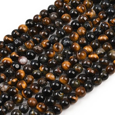 Natural Tiger Eye Beads Strands G-F591-18-8mm-08-1