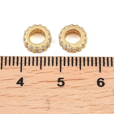 Brass Micro Pave Cubic Zirconia European Beads ZIRC-D026-07G-1