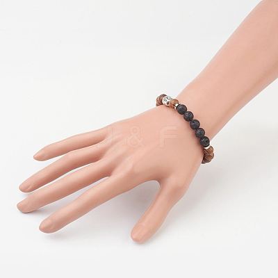 Wood Beaded Stretch Bracelets X-BJEW-JB03049-01-1