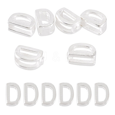 6Pcs 925 Sterling Silver Hollow Initial Beads STER-TA0001-53D-1