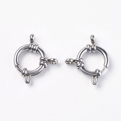 Tarnish Resistant 304 Stainless Steel Smooth Surface Spring Ring Clasps STAS-E143-02D-P-1