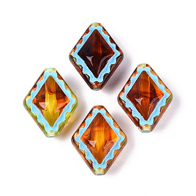 Painted Transparent Acrylic Beads OACR-T029-03H-1