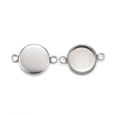 Tarnish Resistant 304 Stainless Steel Cabochon Connector Settings X-STAS-G127-14-10mm-P-1