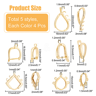 20Pcs 5 Styles Brass Hoop Earring Finding KK-HY0003-47-1