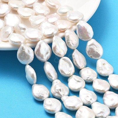 Natural Baroque Keshi Pearl Beads Strands PEAR-B004-16F-02A-01-1