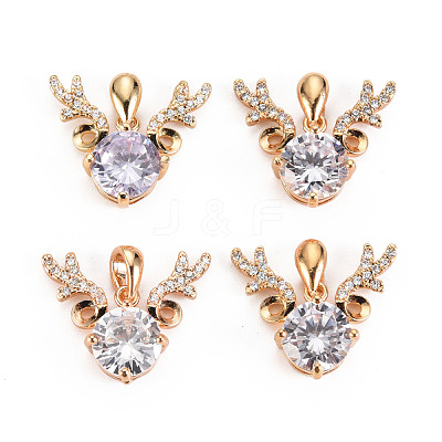Brass Micro Cubic Zirconia Pendants GLAA-S193-014-1
