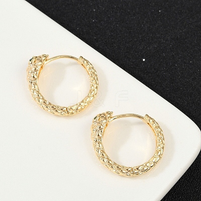 Brass Green Cubic Zirconia Hoop Earrings EJEW-Q016-12G-1