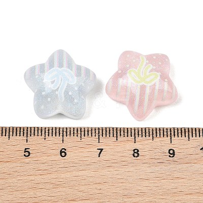 Printed Transparent Resin & Glitter Powder Cabochons RE-CBA9CE8-05-1