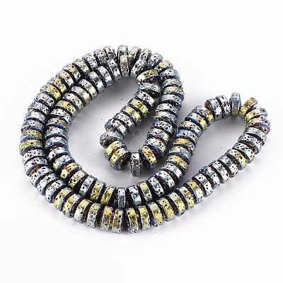 Electroplated Natural Lava Rock Beads Strands G-T114-69H-1