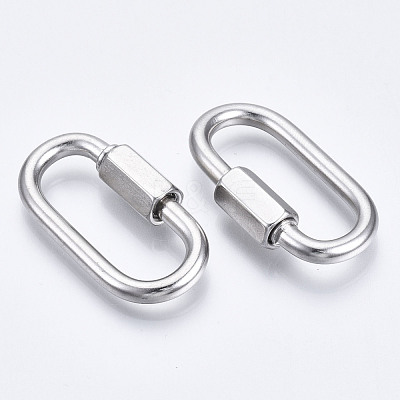 Tarnish Resistant 304 Stainless Steel Screw Carabiner Lock Charms STAS-N087-25A-01-1