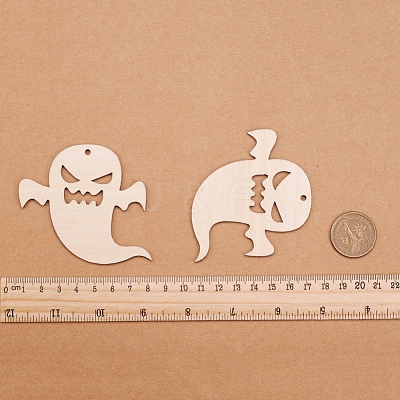 Ghost Shape Halloween Blank Wooden Cutouts Ornaments WOOD-L010-06-1