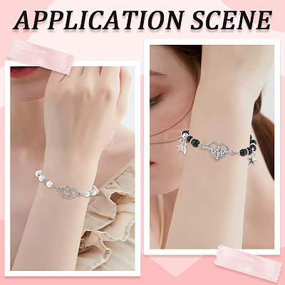 40Pcs 4 Styles Heart Theme Alloy Rhinestone & Cubic Zirconia Connector Charms RB-SC0001-11-1