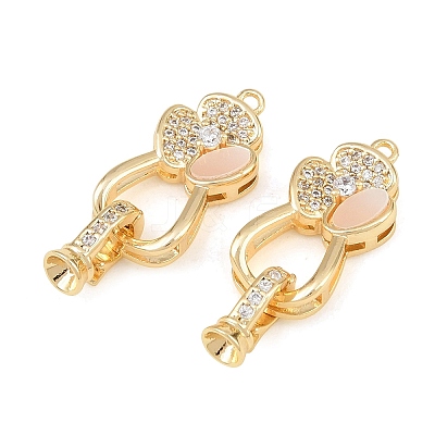 Brass Micro Pave Clear Cubic Zirconia Fold Oval Clasp KK-CBABC34-04G-1