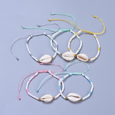Adjustable Glass Seed Bead Braided Bead Bracelets BJEW-JB04284-M-1