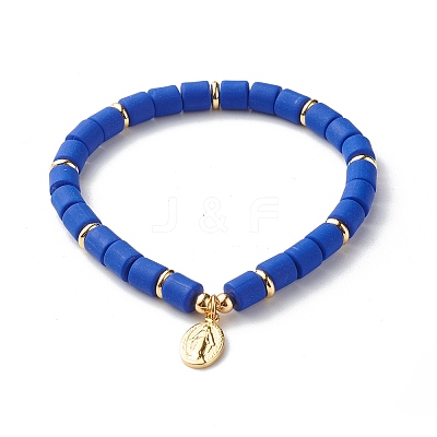 Handmade Polymer Clay Beads Stretch Bracelets BJEW-JB06551-1