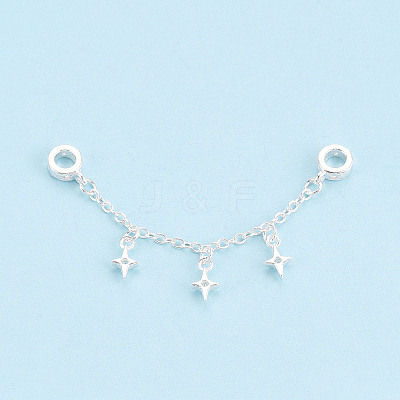 925 Sterling Silver Micro Pave Clear Cubic Zirconia Chain Extenders STER-N016-54S-1