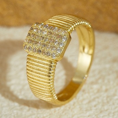 Brass Micro Pave Clear Cubic Zirconia Finger Rings FS-WGEE21A-02-1