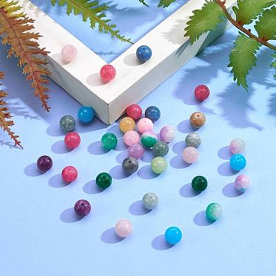150Pcs 15 Style Dyed Natural White Jade Round Beads G-SZ0001-08-1
