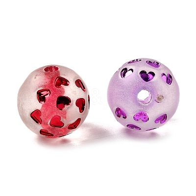 Spray Painted Transparent Acrylic Beads OACR-H054-01-1