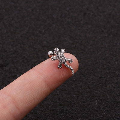Brass Micro Pave Clear Cubic Zirconia Cartilage Earrings for Women WG50079-01-1