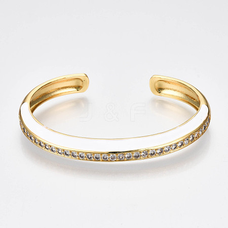 Brass Micro Pave Clear Cubic Zirconia Cuff Bangles BJEW-N302-004F-NF-1