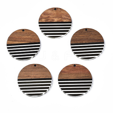 Stripe Resin & Walnut Wood Pendants RESI-N025-022-1