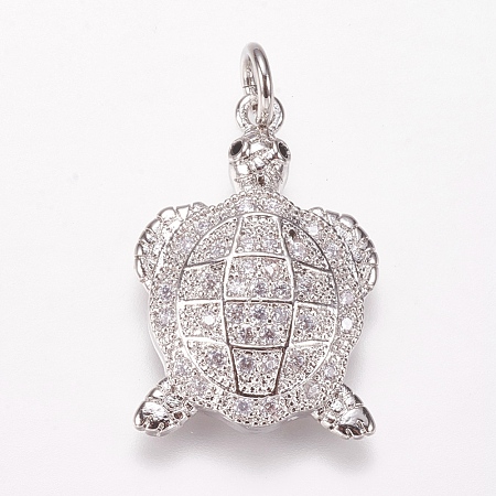 Brass Micro Pave Cubic Zirconia Pendants ZIRC-K074-27-04P-1