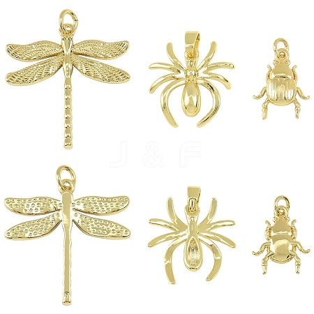 6Pcs 3 Styles Brass Pendants KK-YW0004-44-1