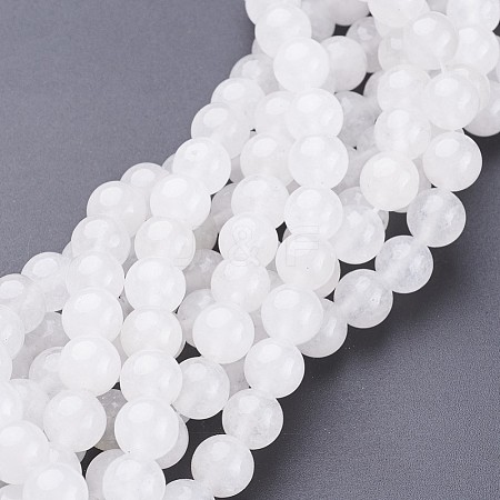 Natural White Jade Beads Strands GSR10mmC138-1