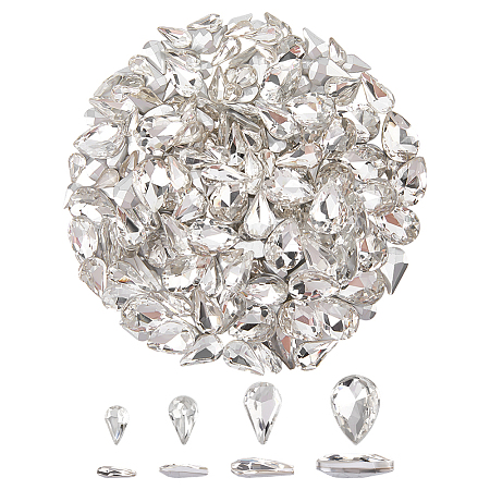 220Pcs 4 Style Glass Rhinestone Cabochons GLAA-FG0001-12-1