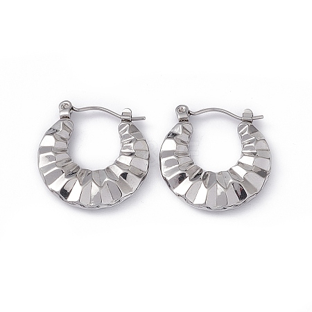 Non-Tarnish 304 Stainless Steel Croissant Hoop Earrings for Women EJEW-G314-10P-1