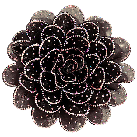 Flower Cloth Rhinestone Broochs JEWB-WH20009-06P-02-1