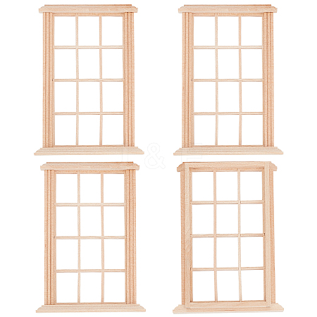 Rectangle Wooden Mini Windows AJEW-WH0254-75-1